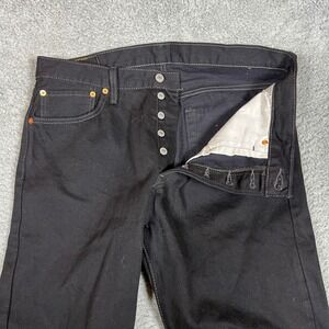 Levis 501 Jeans Mens 34x29 Black Straight Leg Button Fly Denim Casual Business